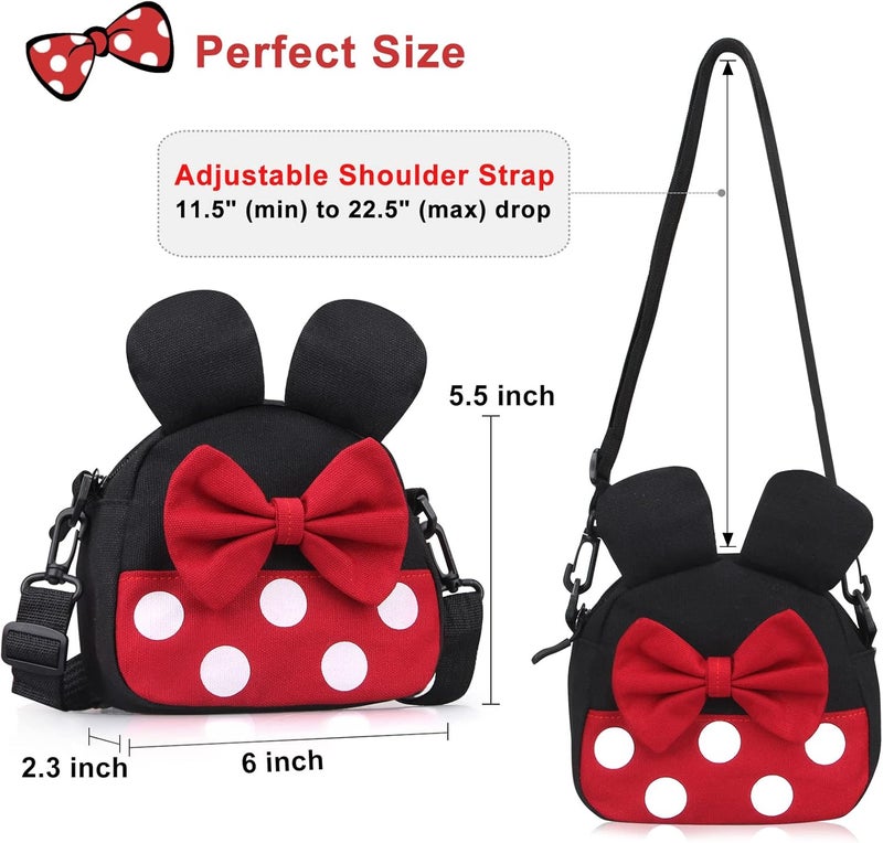 Dksyee Cute Crossbody Purse for Little Girls Toddler Mini Mouse Travel Crossbody Bag Small Kids Shoulder Handbag Mini Cartoon Cross Body Bag - Image 4